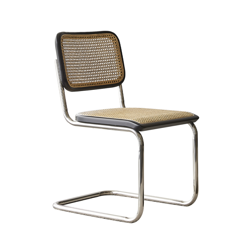 Stainless Steel and Rattan Dining Chair