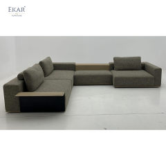 Modular Sectional Sofa with Leather and Fabric Upholstery Versatile Seating