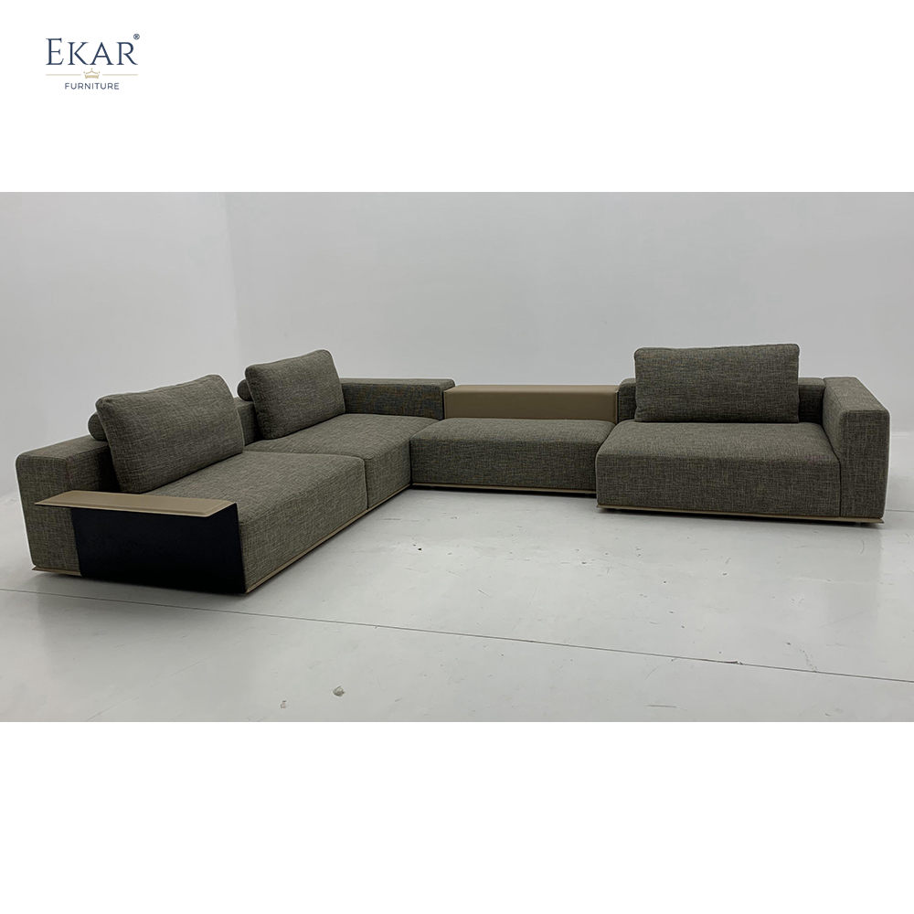 Modular Sectional Sofa with Leather and Fabric Upholstery Versatile Seating