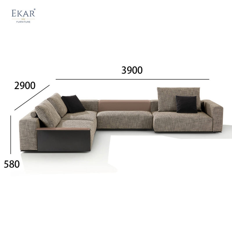 Modular Sectional Sofa with Leather and Fabric Upholstery Versatile Seating