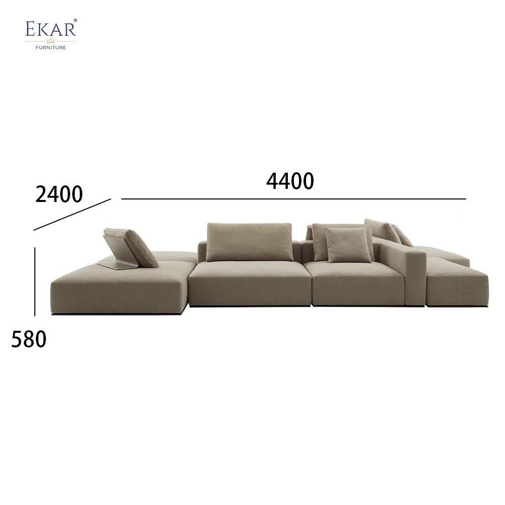 Modular Sectional Sofa with Leather and Fabric Upholstery Versatile Seating