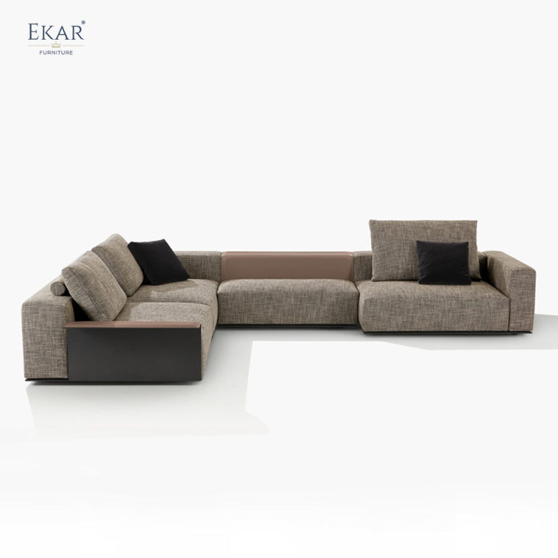 Modular Sectional Sofa with Leather and Fabric Upholstery Versatile Seating