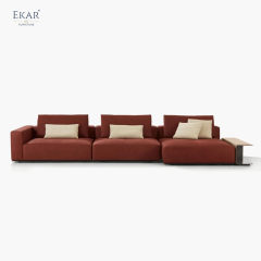 Modular Sectional Sofa with Leather and Fabric Upholstery Versatile Seating