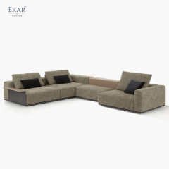 Modular Sectional Sofa with Leather and Fabric Upholstery Versatile Seating