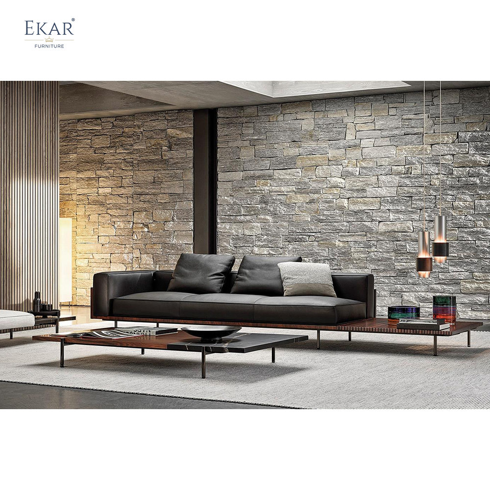 Sleek Elegance Stainless Steel Base Sofa in Gunmetal Black Finish