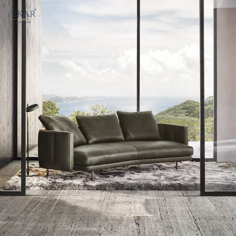 Stylish Multi-Seater Sofa Leather and Fabric Fusion