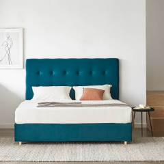 Velvet Wingback Bed - Elegance in Potter's Blue