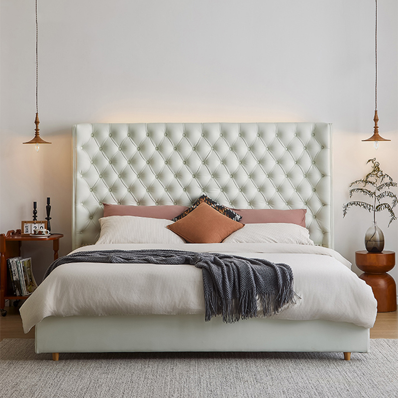 Modern Tufted Headboard Waffle Bed