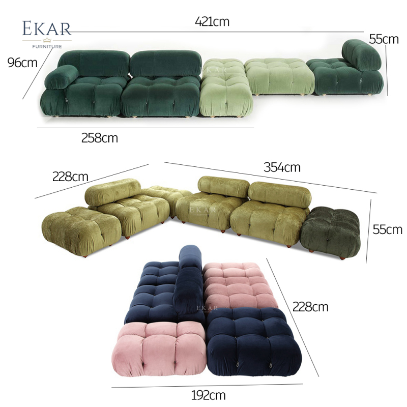 Ekar Furniture Cotton Structured Modular Sofa