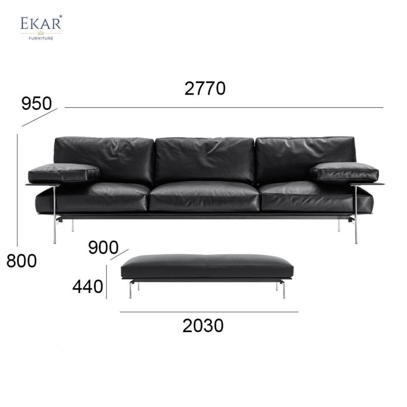 Stainless Steel Mirror Finish Sofa with Footrest