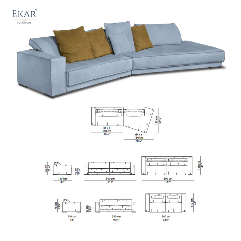 Ekar Furniture Solid Wood Multilayer Fabric Sofa