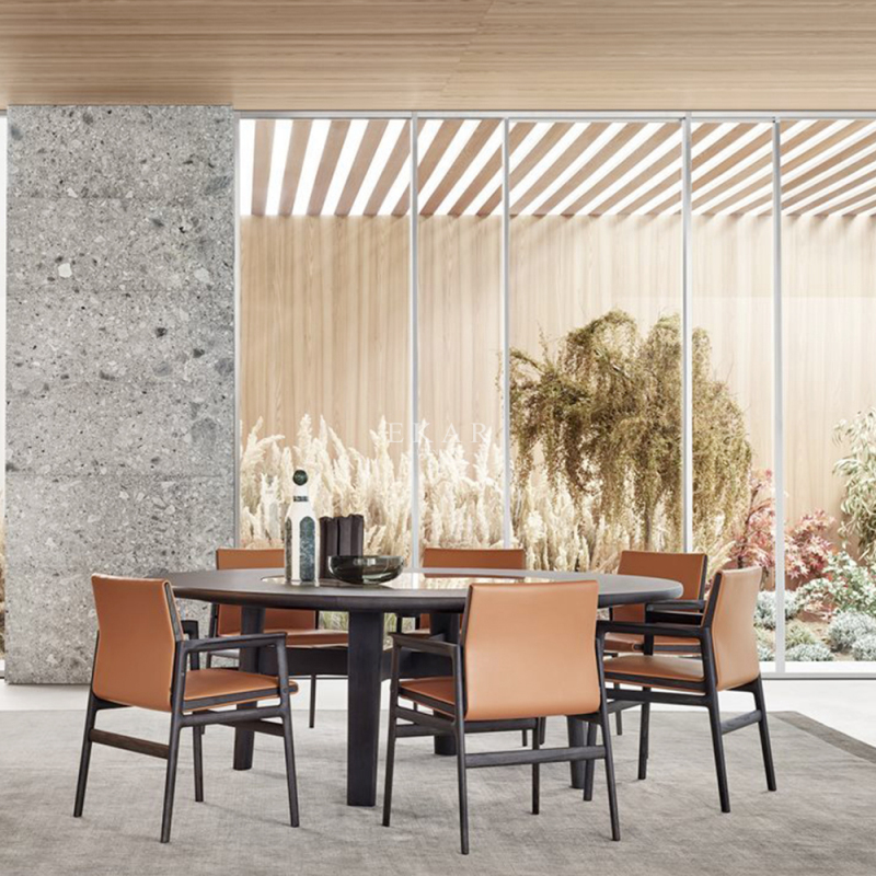 Modern Round Dining Table with Hidden Lazy Susan | High-End Seating | EKAR FURNITURE