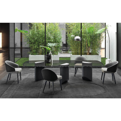 Jazz White Matte Finish Marble Dining Table