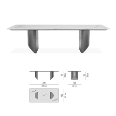Jazz White Matte Finish Marble Dining Table