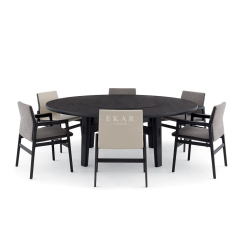 Modern Round Dining Table with Hidden Lazy Susan | High-End Seating | EKAR FURNITURE