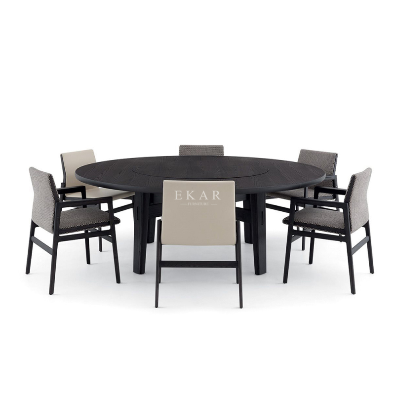Modern Round Dining Table with Hidden Lazy Susan | High-End Seating | EKAR FURNITURE