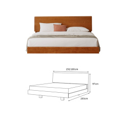 Cherry Floating Wooden Bed Frame Set - Modern Elegance with Stylish Headboard