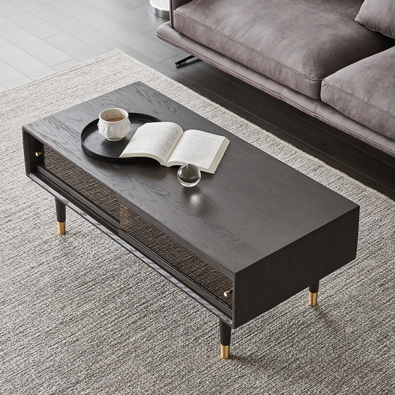 Black Modern Coffee Table Luxurious Wooden Modern Coffee Table with Drawers