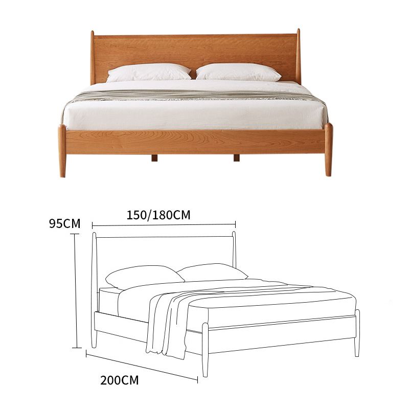 Simple Modern Design Bed Wooden Frame King Bedroom Wooden Bed