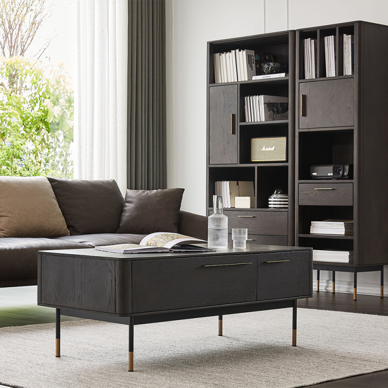 Red Oak Coffee Table and TV Cabinet Set - Timeless Living Room Ensemble
