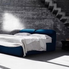 Feather-Filled Curved Headboard Bed