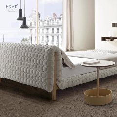 Oak Natural/Smoked Oak Leg Bed with Removable Upholstered Headboard