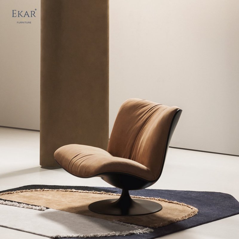 Matte Black Swivel Metal Base Lounge Chair