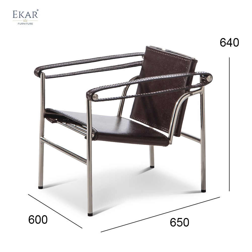 304 Stainless Steel Frame Armchair with 2.0-inch Thick Legs