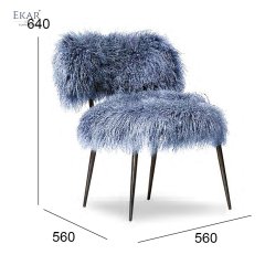 Furry Lounge Chair with Metal Frame