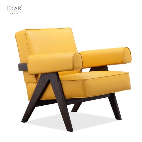 CAPITOL Wood Frame Lounge Chair | Chandigarh-Inspired Accent Chair | EKAR FURNITURE WHCC207