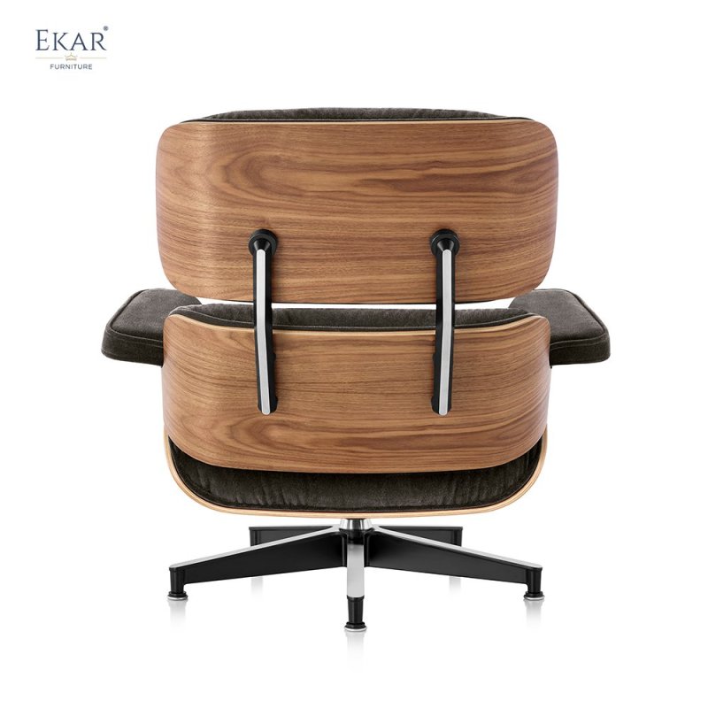 Walnut Veneer with Aluminum Alloy Swivel Base Lounge Chair