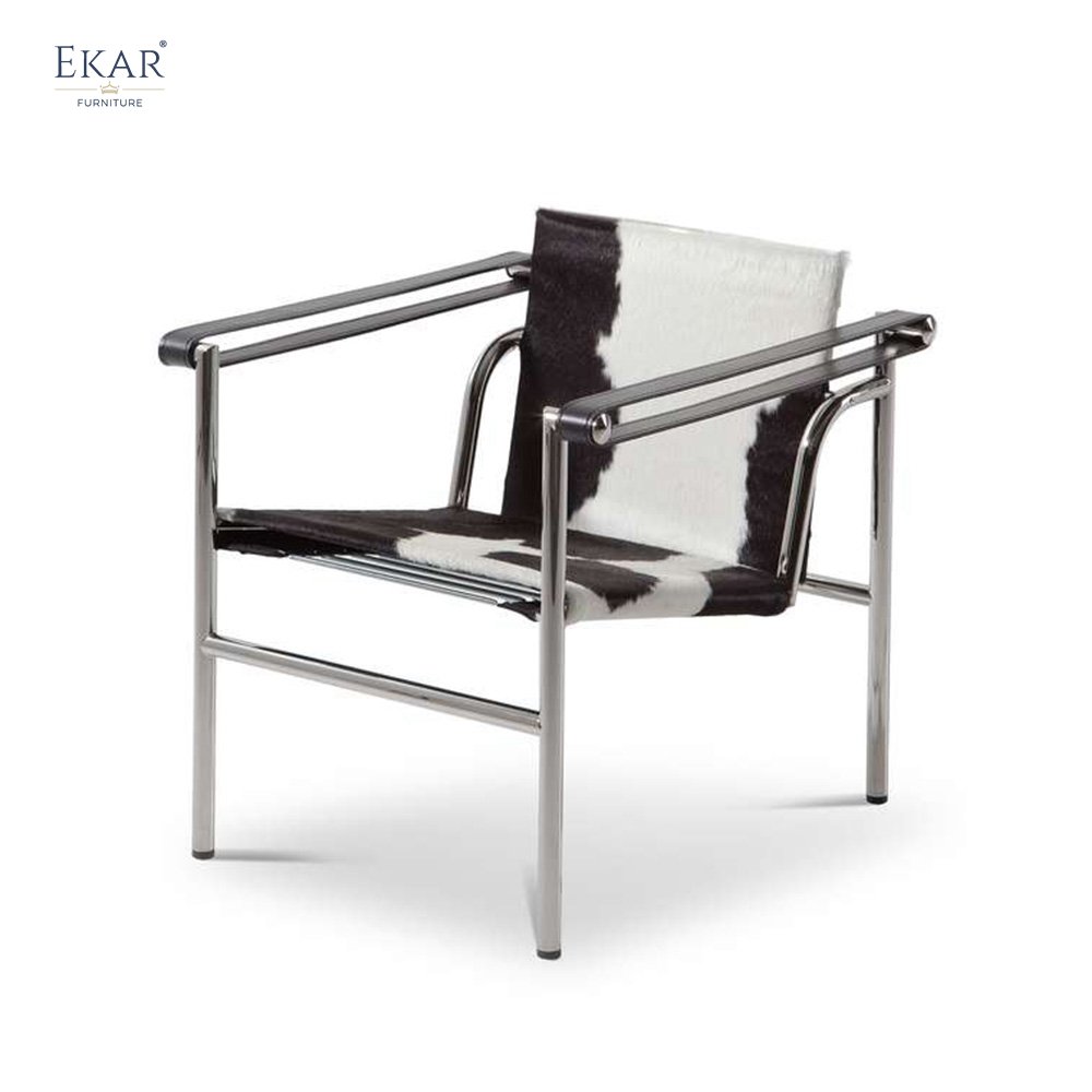304 Stainless Steel Frame Armchair with 2.0-inch Thick Legs