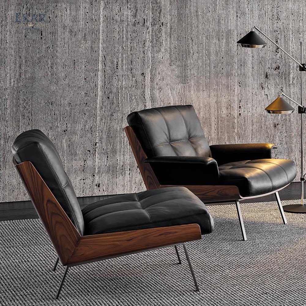 Rosewood Veneer Enclosed Matte Lacquer Lounge Chair