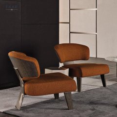 Double-Layer Curved Wood Backrest Lounge Chair