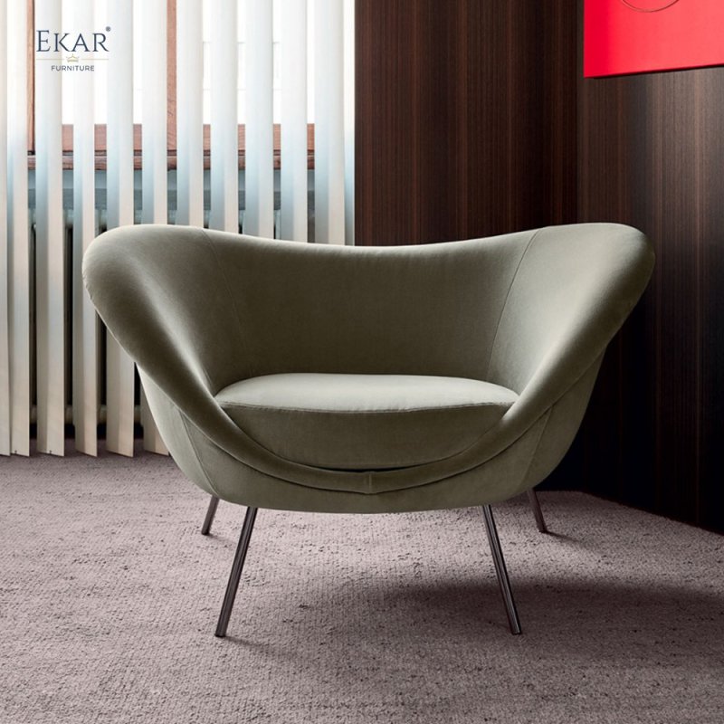 Stainless Steel Brushed Gunmetal Plated Leg Lounge Chair