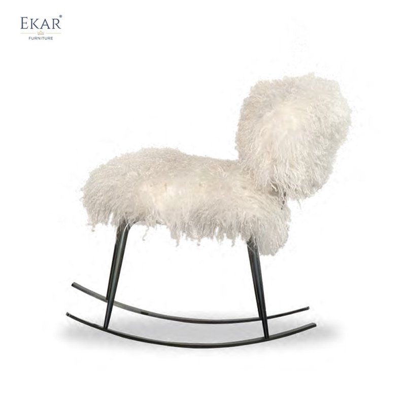 Furry Lounge Chair with Metal Frame