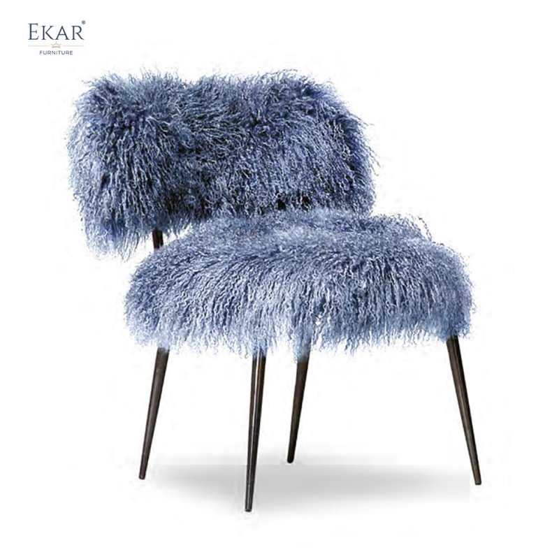 Furry Lounge Chair with Metal Frame