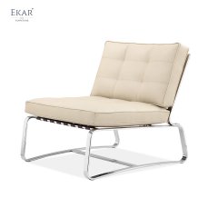 Saddle Leather Cushioned Backrest Lounge Chair