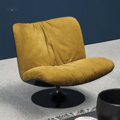 Matte Black Swivel Metal Base Lounge Chair
