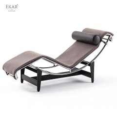 Adjustable Height Cowhide Cushioned Lounge Chair