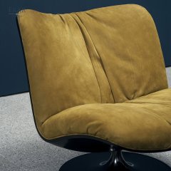 Matte Black Swivel Metal Base Lounge Chair
