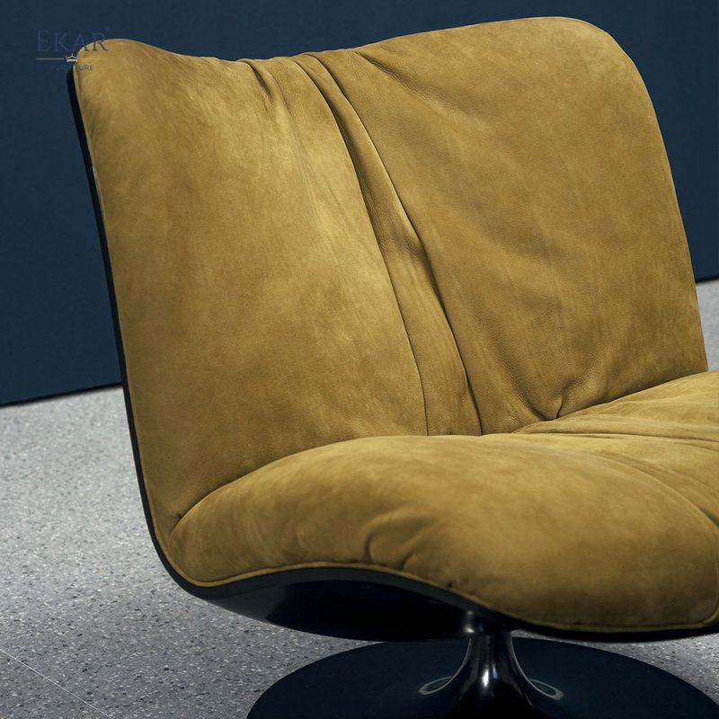Matte Black Swivel Metal Base Lounge Chair