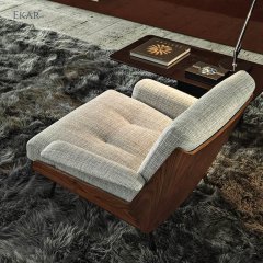 Rosewood Veneer Enclosed Matte Lacquer Lounge Chair