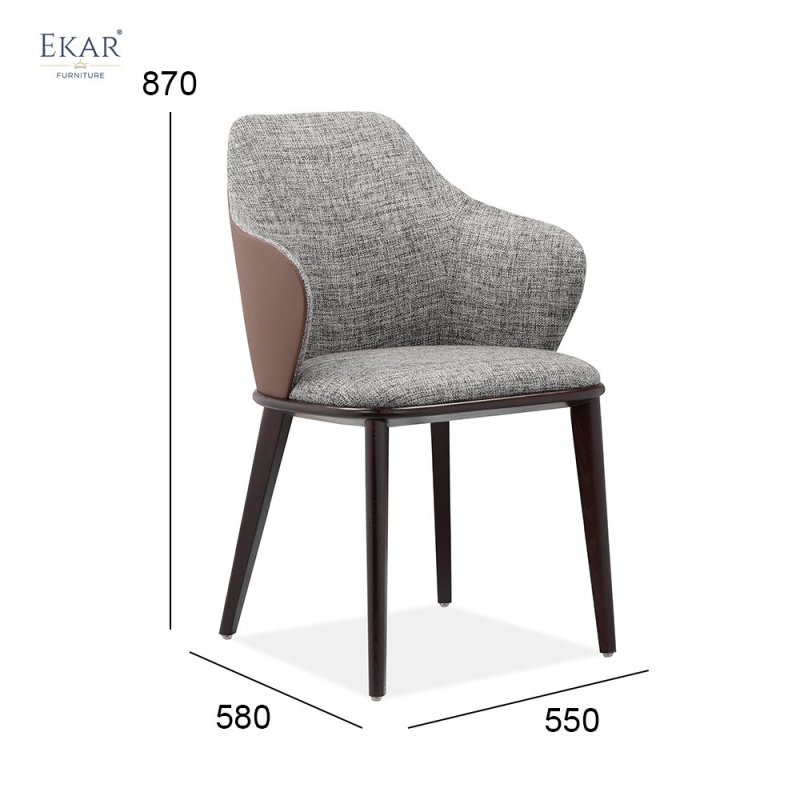 Elegant White Wax Wood Armrest Dining Chair