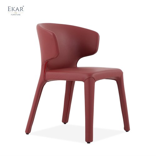 EKAR Saddle Fully Upholstered Dining Chair | Modern Minimalist Leather Dining Chair | EKAR FURNITURE WHCD-C207