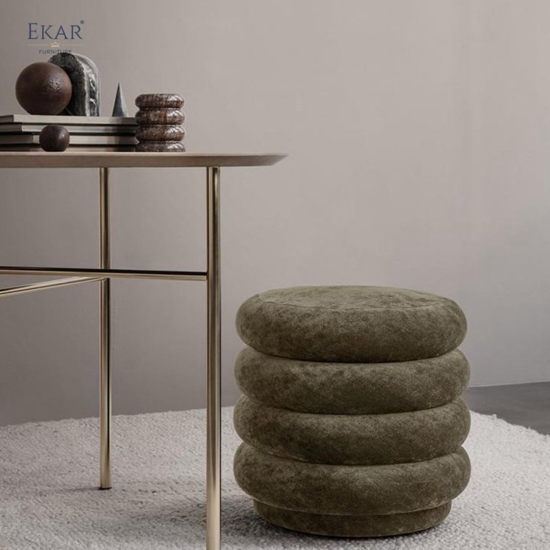 5-Layer Wood Frame High-Density Foam Round Ottoman