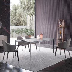 Elegant White Wax Wood Armrest Dining Chair