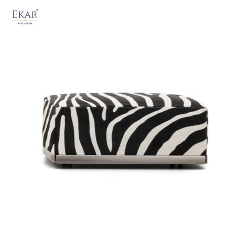 Zebra Fur Square Stool