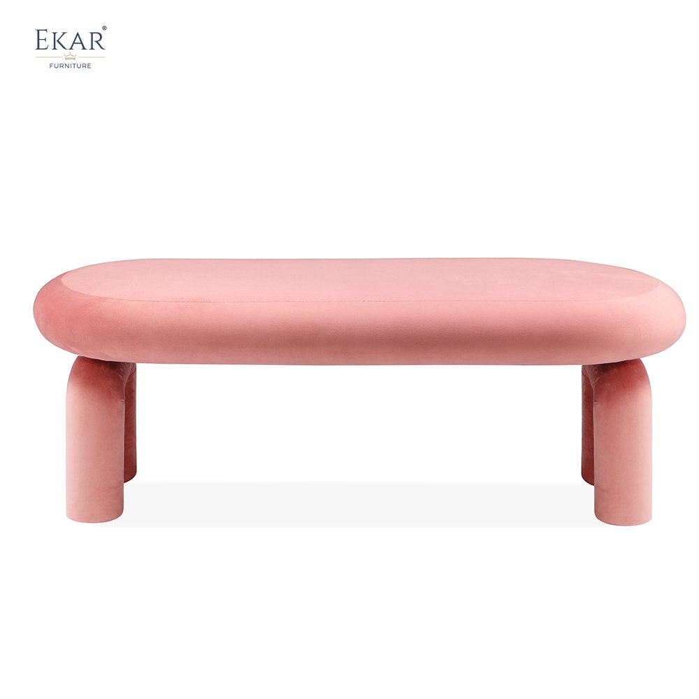 Metal Frame Elastic Leather Bench