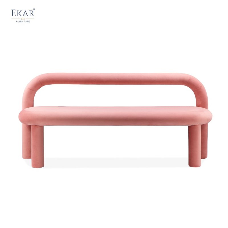 Metal Frame Elastic Leather Bench